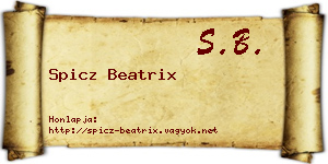 Spicz Beatrix névjegykártya